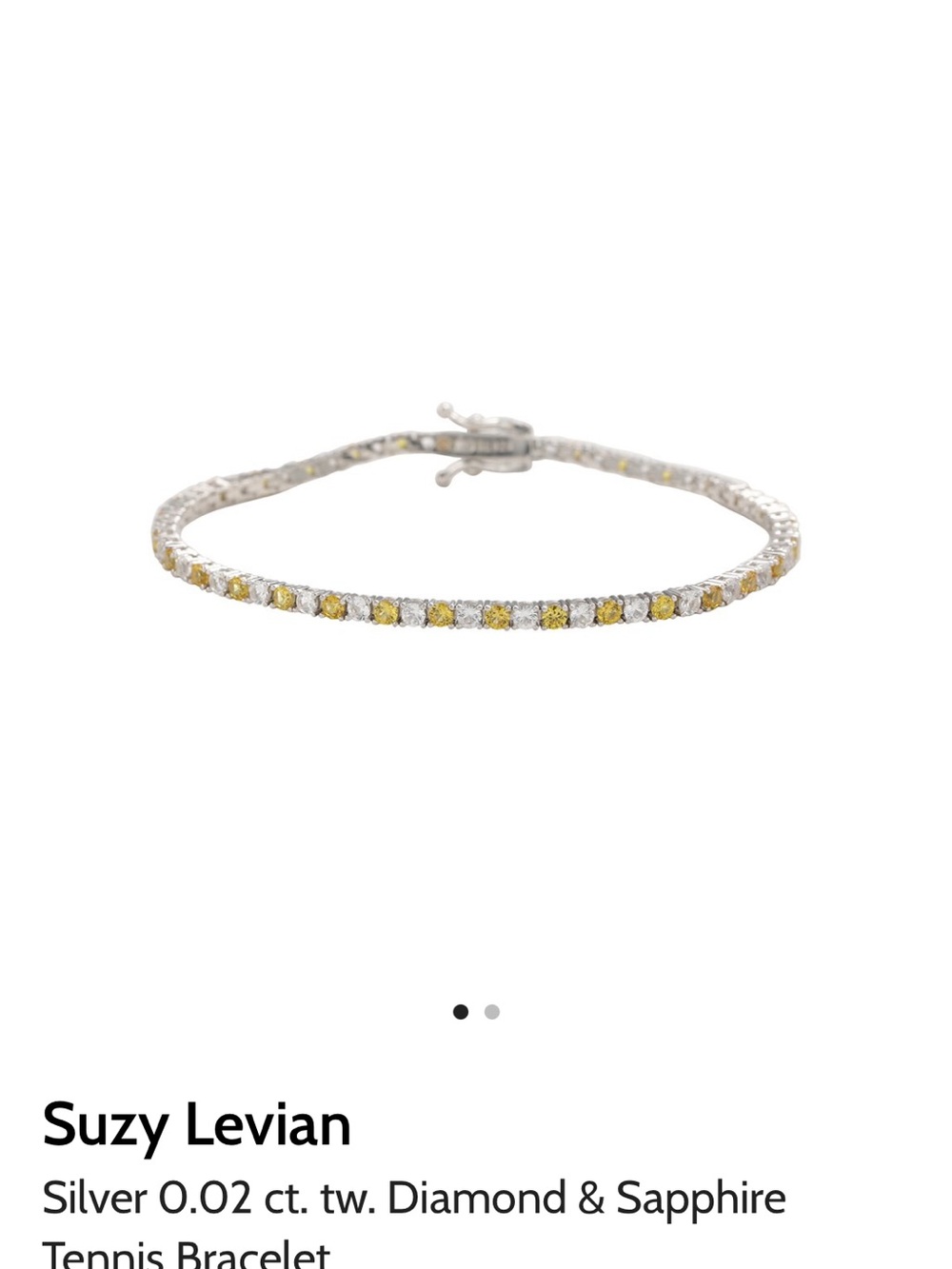 Suzy Levian Silver Tennis Bracelet with Yellow and White Stones